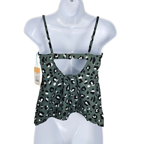 Kona Sol Womens Small Green Leopard Tankini Removable Straps Sweetheart Neckline - Picture 8 of 11